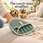 FurLift mitt removing pet hair from a sofa